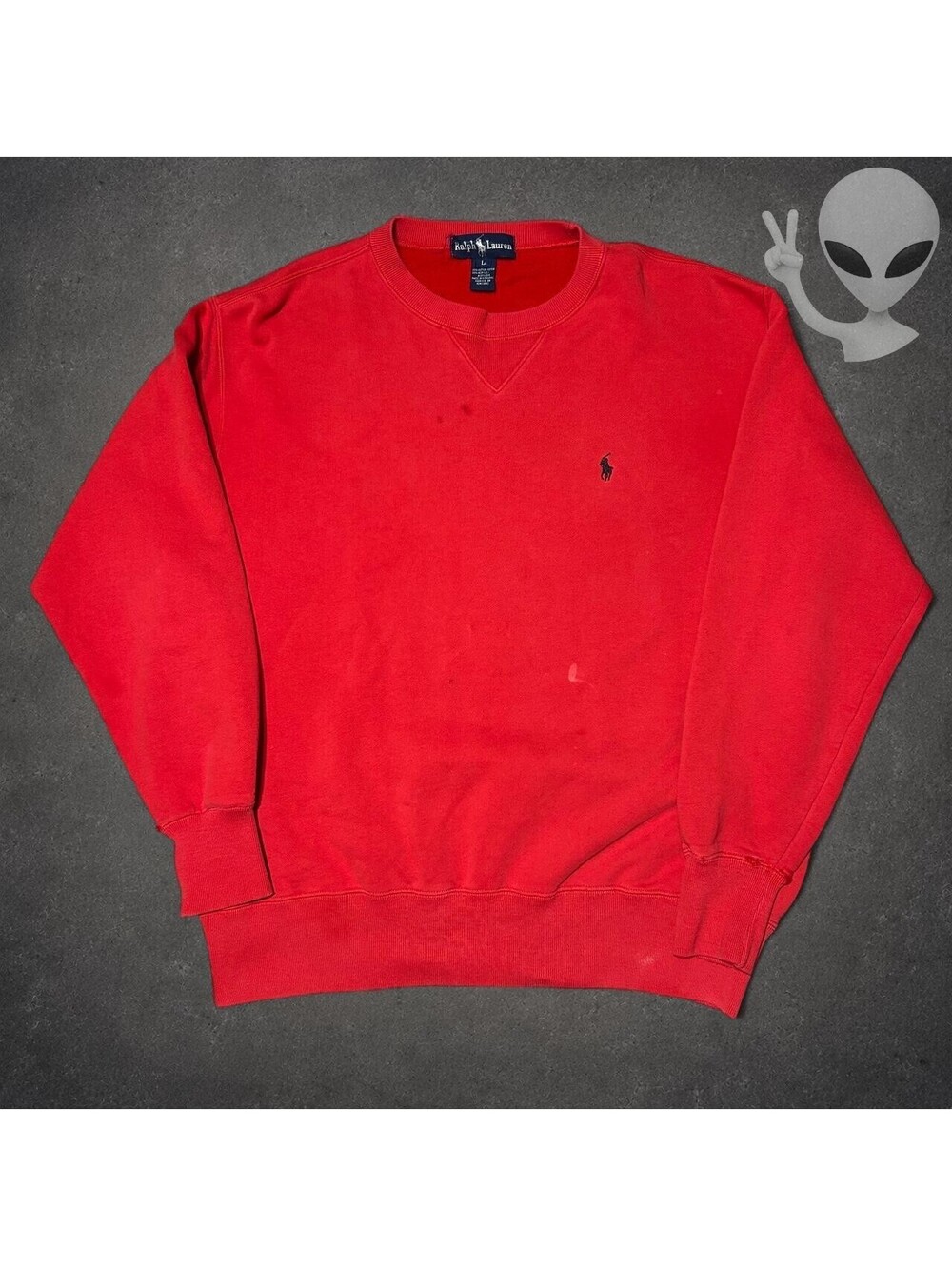 Vintage 90s Polo Ralph Lauren Crewneck Sweatshirt Mens US L Red V Stitch